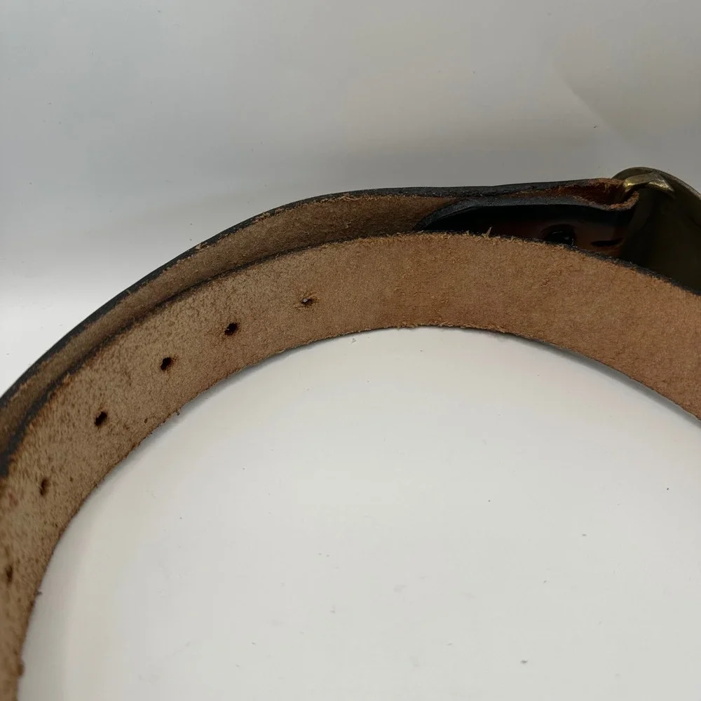Brushy Creek Mens 38 Leather Belt USA Stars & Stripes Flag Western Brass Buckle
